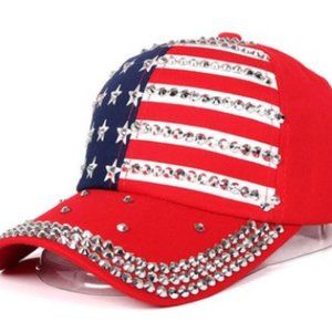 PATRIOTIC BASEBALL HAT WITH ADJ STRAPS VISOR HAT